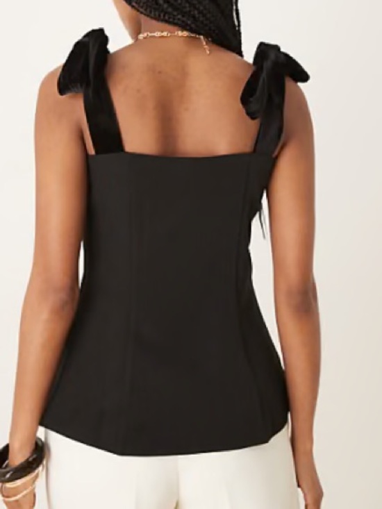Tops - Black Tie-Shoulder Sweetheart Neck Women's Top Size Approximately SM